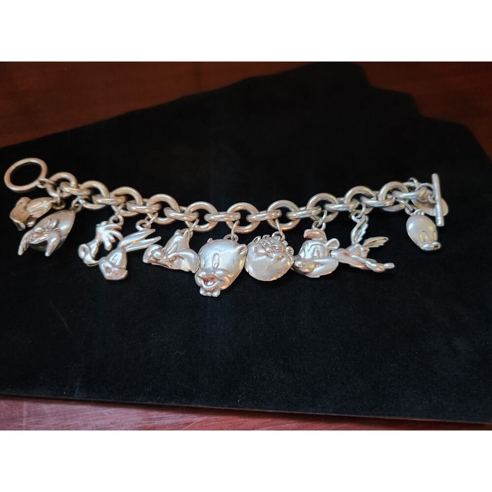 Sterling Silver LE 819/1200 Warner Brothers 1992 Looney Tunes Charm Bracelet 6OZ
